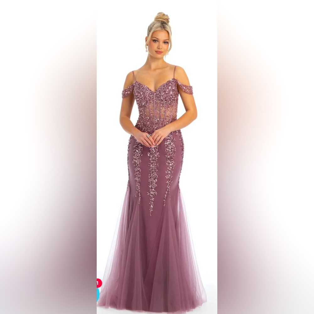 2024 Amethyst color sparkling prom dress by Camille La Vie.